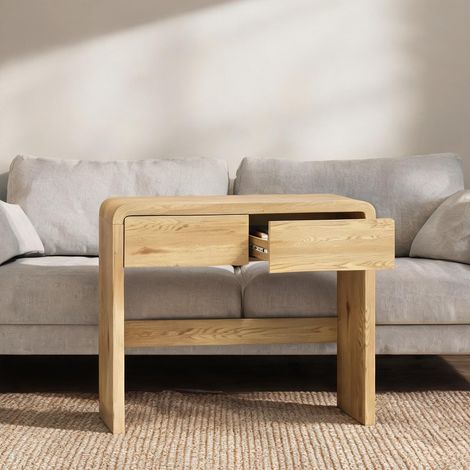 Console bois naturel en MDF 100 x 30 x 85 cm (1/5)