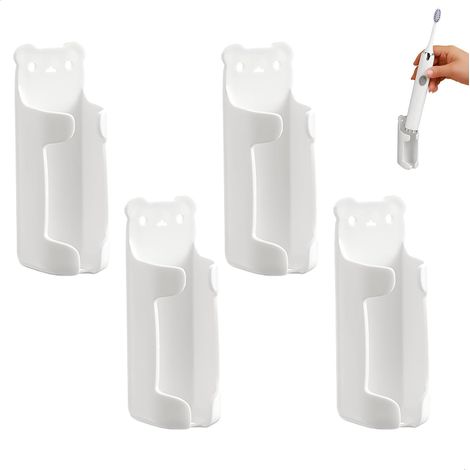 Elektrischer Zahnbürstenhalter, 4 Stück, Wandhalterung, selbstklebender Halter für Bürstenköpfe, Rollhalter, Zahnbürsten-Organizer, elektrischer Zahnbürstenhalter für Badezimmer und Küche (1/5)