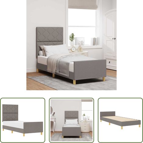 Stoffbett - Bettgestell mit Kopfteil Taupe 80 x 200 cm Stoff (1/5)