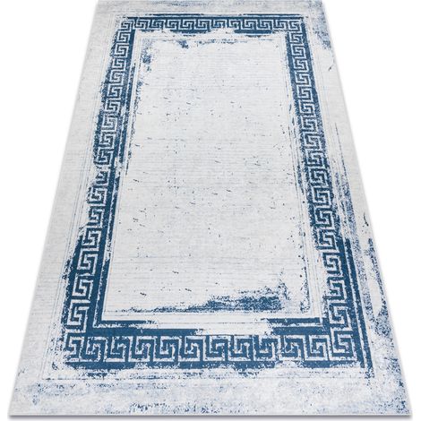 Tapis lavable ANDRE 1213 Grec vintage antidérapant - blanc / bleu blue 160x220 cm