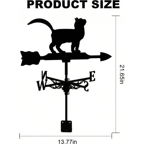 Girouette en forme de chat, décoration de toit avec ornements artisanaux pour jardin, pelouse, clip en métal