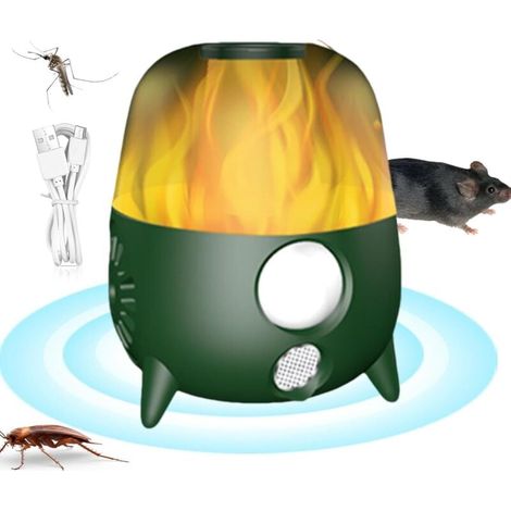 Nouveau Répulsif Ultrason Intelligent Haute Fréquence - Simulation d'Alarme Sonore et Effet Flamme LED pour Éloigner Rongeurs/Animaux (Maison/Jardin/Commerce)" (1/2)