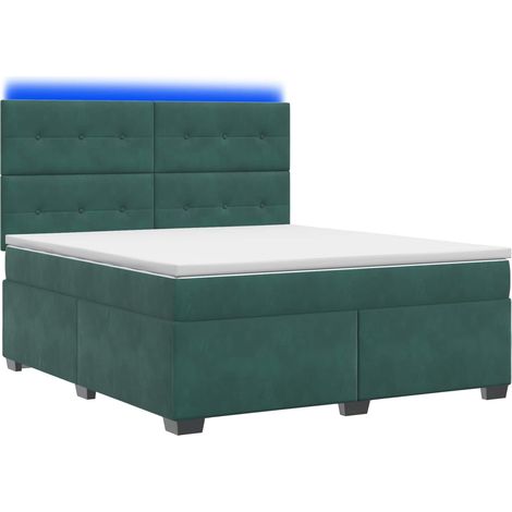 Maison Exclusive - Letto box spring con materasso Verde Scuro 140 x 200 cm Velluto (1/5)