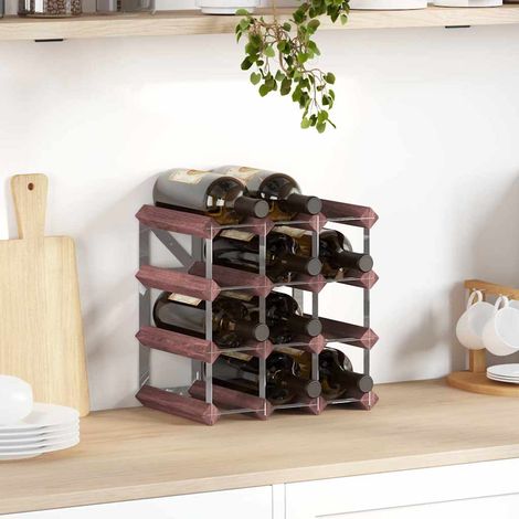 340891 vidaXL Wine Rack for 12 Bottles Brown Solid Wood Pine (1/5)