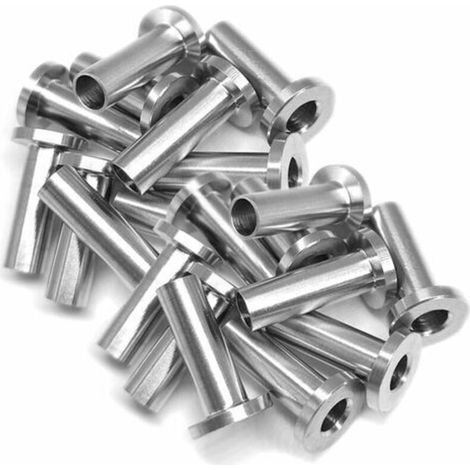 30 Pcs Manchons de Protection en Acier Inoxydable pour Garde-corps de Câble 1/8 Pouce Poteaux en Bois, Balustrade de Bricolage (1/5)
