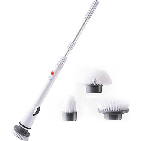 Brosse de Nettoyage Électrique sans Fil, Vadrouille Électrique avec Poignée Réglable et 3 Têtes de Brosse Remplaçables, Épurateur de Plancher pour Salle de Bain Cuisine Voiture (1/5)