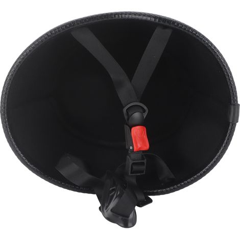 Casque de moto demi-jet vintage en fibre de verre rigide, noir brillant, pour hommes et femmes. (1/5)