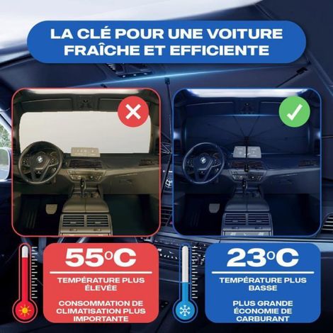 Pare Soleil Voiture Pare Brise Avant, Parapluie Soleil SUV et Camion Pare-soleils pour Pare-Brise Avant Auto résistant(125 x 65 cm) (1/3)