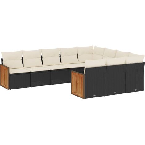 Maison Exclusive - 10-tlg. Garten-Sofagarnitur mit Kissen Schwarz
