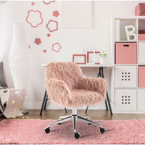 Sedia scrivania regolabile con ruote rosa OKMYHOME (1/4)