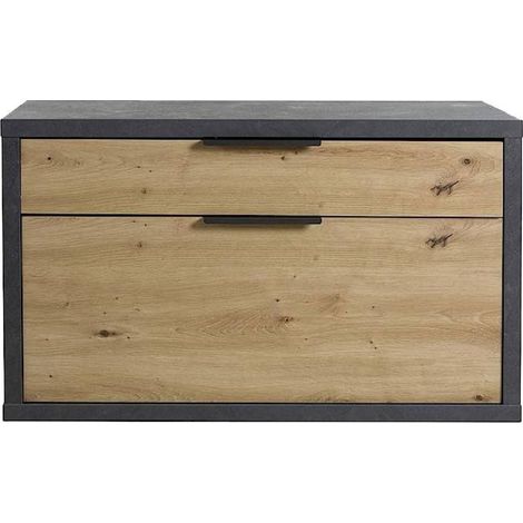 PANCA MONOCASSETTO 1 RIBALTA LINEA 'SEGNO' cm. 35 x 85 x h.52 - rovere/grigio