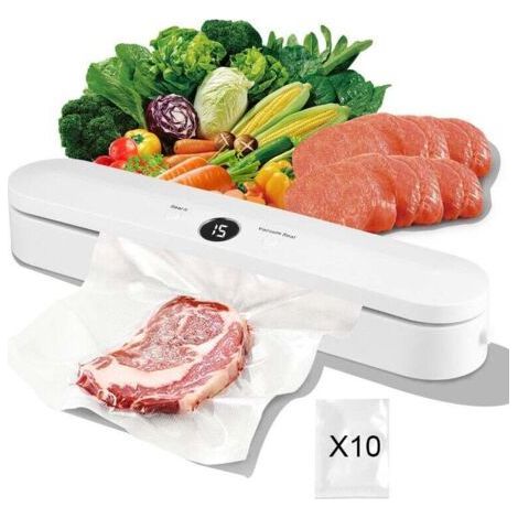 Machine Sous Vide, Machine Sous Vide Alimentaire, Compris 10pcs Sacs et pour Aliments, Viandes, Nourriture Sèche, Humide et Fraîche, (1/5)