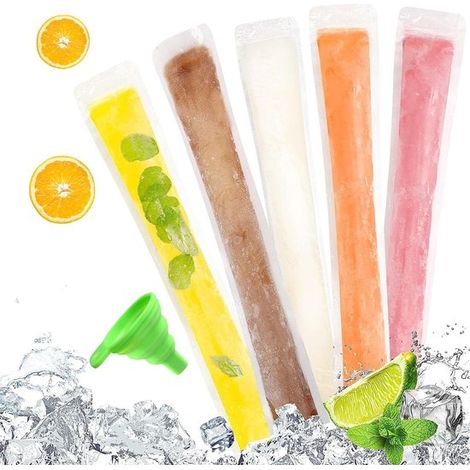 Paquete de 100 bolsas para polos, libres de BPA, con embudo, aptas para yogur, helado y sorbete. (1/5)
