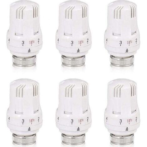Tete Thermostatique Radiateur, 6 Pièces Tête de Vanne de Radiateur, Robinet Thermostatique Radiateur, M30 X 1,5 Tête de Thermostat, Tête de Radiateur pour Le Bureau et La Maison(A) (1/4)