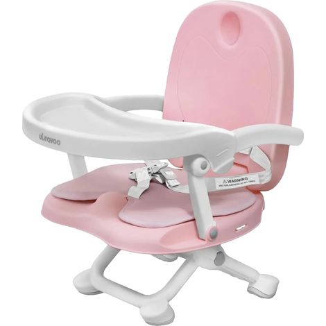Siège rehausseur pour bébé, plateau amovible, hauteurs réglables, Rose (1/2)