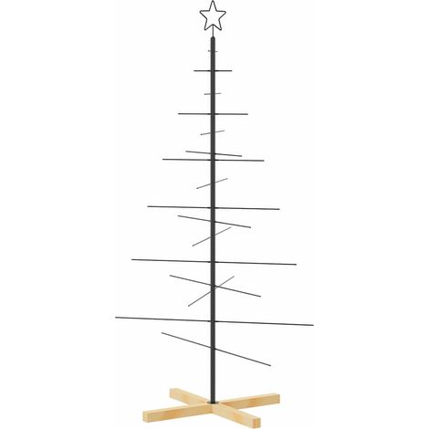Albero di Natale  Albero natalizio  Albero festivo in Metallo con Base in Legno Nero 150 cm (1/5)
