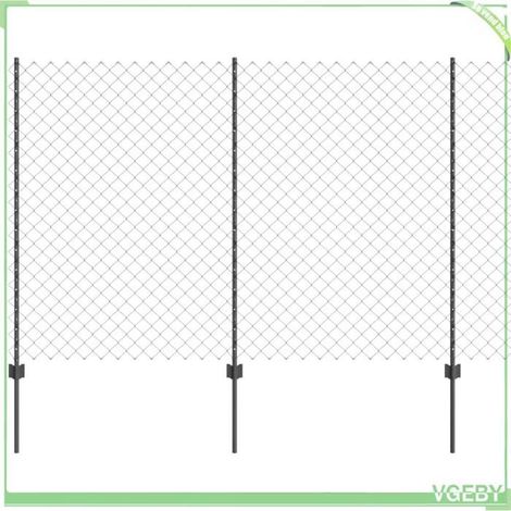 Kit clôture acier gris 1,6 x 25 m - rouleau, 88 poteaux, vis et boulons (1/5)