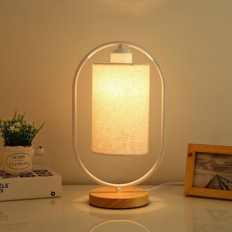 BUNTHAUS Lampe de table LED tactile 12x35cm – Abat-jour tissu noir et blanc – Gradateur tactile – Compatible E27 – Pour chambre et bureau