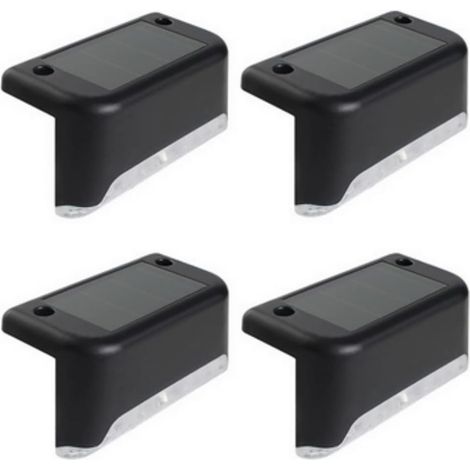 Luces solares LED para patio, iluminación exterior para caminos de jardín, escalera de valla (paquete de 4 negras) (1/5)
