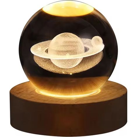 Lampe boule de cristal galaxie 3D avec projections planétaires - Veilleuse USB pour ambiance (1/5)