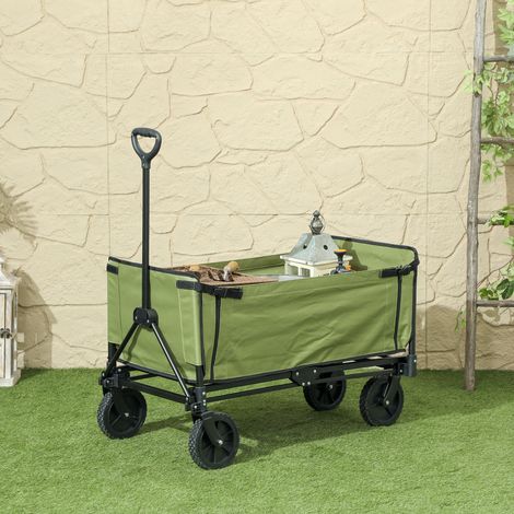 Faltbarer Gartenwagen, 130 l, mit abnehmbarer Tasche, drehbarem Teleskopgriff, 90 x 50 x 60 cm, Schwarz