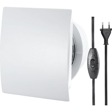 100mm VMC Extracteur d'Air avec Interrupteur, 1m UE Prise pour Salle de Bain, Cuisine, Bureau, WC, IP45 Étanche, 12W 220-240V (1/5)