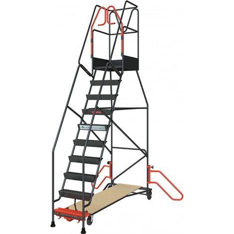 Mobile Stehleiter  10 Stufen - Maximale Arbeitshöhe 4.31m - 830008815