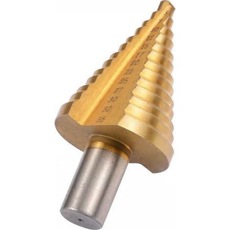 Punta da trapano conica a gradini, 13 gradini 5 mm-35 mm Punta da trapano a gradini HSS 4241 Punta da trapano a gradini Utensile per forare in titanio con punta conica con punta esagonale Kit di utens (1/4)