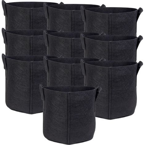 Pflanzsäcke – 10 Stück – Vliesstoff – 26 Liter – mit Tragegriffen – für Garten und Gewächshaus – 35 x 30 cm (1/5)