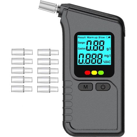 Éthylotest Électronique avec Capteur Semi-conducteur, Affichage LCD et 10 Embouts - Portable Voiture, Maison, Fête (1/5)