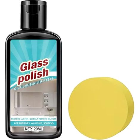 Nettoyant pour Portes de Douche en Verre 120ml Détachant Polissant avec Pâte Nettoyante pour Portes de Douche et Fenêtres Pour Soin Restauration Entretien Carrelage Miroir Robinet Céramiq