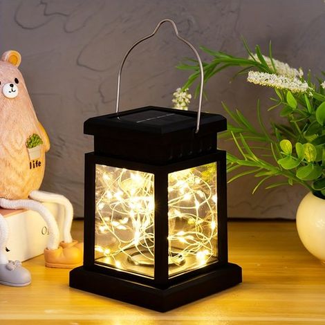Wasserdichte, solarbetriebene Hänge-Gartenleuchte, LED-Laterne mit Lichterkette, warmes Licht (1/5)