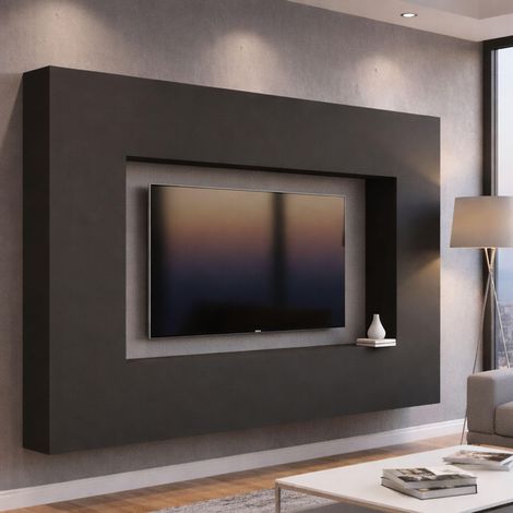 Élément Mural, Meuble TV 4 Portes, Meuble de Salon Polyvalent, 260x30h180 cm, Anthracite (1/5)