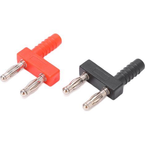 Fiche banane double rangée U36 4 mm, cuivre rouge, résistante aux vibrations et durable, avec court-circuit rouge et noir. (1/5)