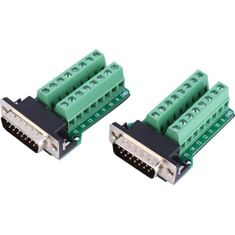LOT de 2 planches DB15-G2-00 connecteur mâle DB15 vers bornier à dents de rivet (1/5)