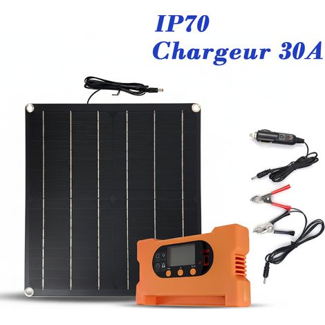 Panneau solaire monocrystalline 20W avec contrôleur de stockage 30A panneau de charge d'urgence (1/5)
