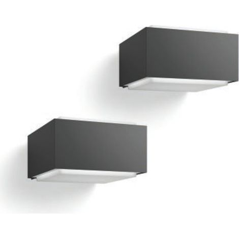 [GEBRAUCHT] B-Ware Philips Außenwandleuchte Wandlampe Hedgehog E27 Led Aluminium Anthrazit 2er Pack