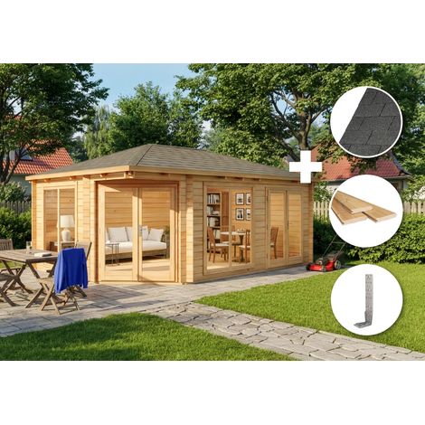 ECO Set - Abri de jardin Julia Naturel , 34 mm Épaisseur paroi 598 x 410 cm (1/4)