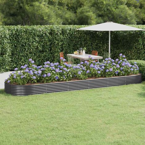 vidaXL Garden Raised Bed Galvanised Steel 523x140x36 cm Anthracite (1/4)
