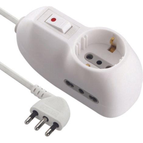 MULTIPRESA 2P BIP+1 SCHUKO 10A C/INT SICUR FIG.7- ELECTRALINE 3PMARK- 5,0 pz