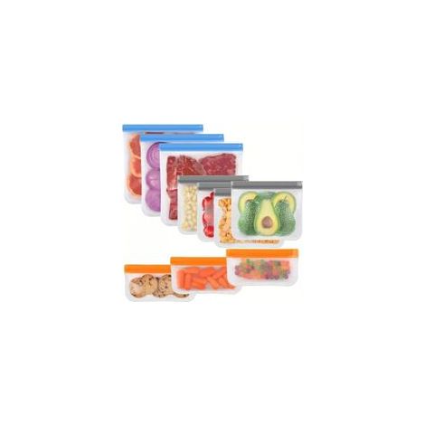 Lot de 10 sacs de congélation à fermeture éclair - 3 tailles -Accessoire de rangement pour cuisine- Sachets zippés - Pour légumes, fruits, collations, viande, céréales, petit-déjeuner (1/5)