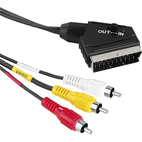 Cable SCART RCA conmutable 2 M Negro