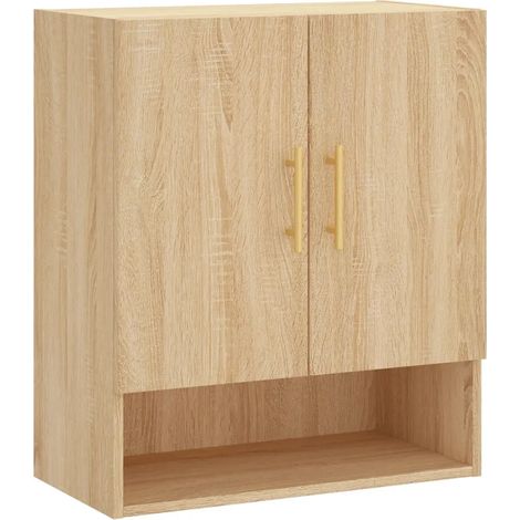 Mobile contenitore decorativo a parete 60 x 31 x 70 cm realizzato in legno composito di rovere Sonoma 020048756