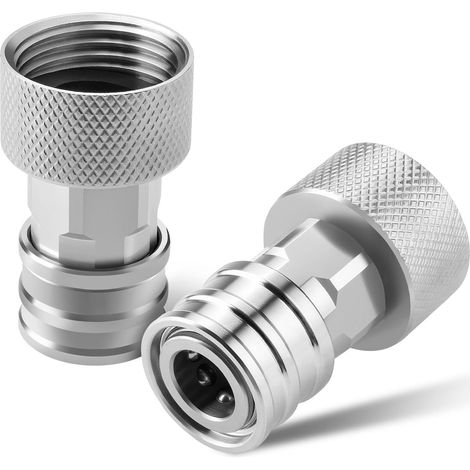 Coupleurs de Nettoyeurs Haute Pression, 3/4" GHT à 1/4" Raccordement Haute Pression Connecteur de tuyau Convertisseur pour buse Fixation de Pistolet de Pulvérisation Electrique Nettoyage (2 Pack) (1/5)