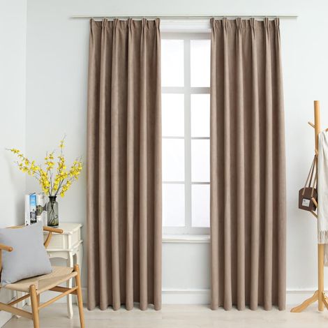Lot de 2 Rideaux occultants,Décoration Chambre Fenêtre,Rideau Thermique Isolant avec crochets Taupe 140x225 cm GDSVW97576 (1/5)