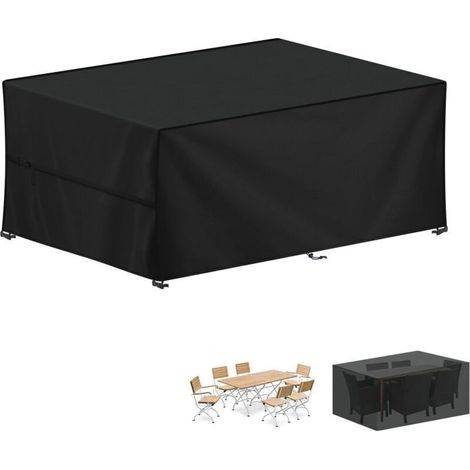 Housse de table extérieure rectangulaire 200 × 104 × 71 cm – Housse de canapé de jardin imperméable, anti-UV, en polyester Oxford 420D, protection contre la pluie, la poussière et les rayons UV (1/5)