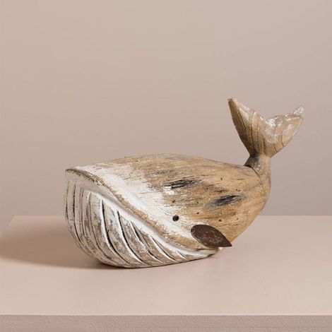 Baleine en bois sculpté 15x21x39cm