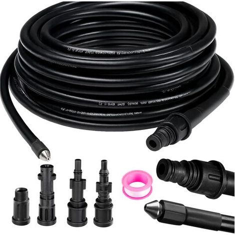 Tuyau de nettoyage de canalisations avec adaptateur, longueur 20 m (1/5)