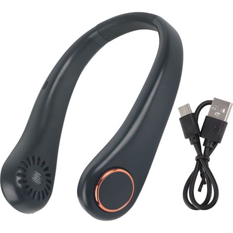 Ventilateur de cou sans pales 3 vitesses rechargeable portable pour extérieur vert foncé (1/5)