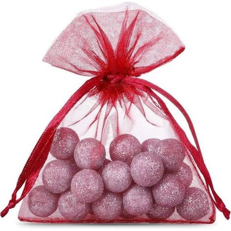 Lot de 50 sachets en organza - 7 x 9 cm - Bordeaux - Sachets cadeaux - Pour bonbons, parfum, décoration de mariage - Emballage cadeau (1/5)